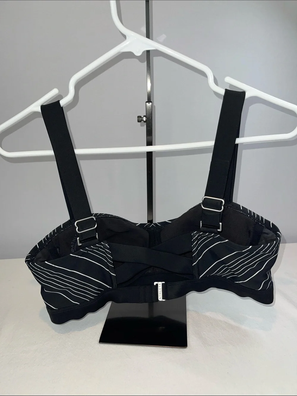 Athleta Bikini Top 36B/C Black White Striped Underwire Swim Top